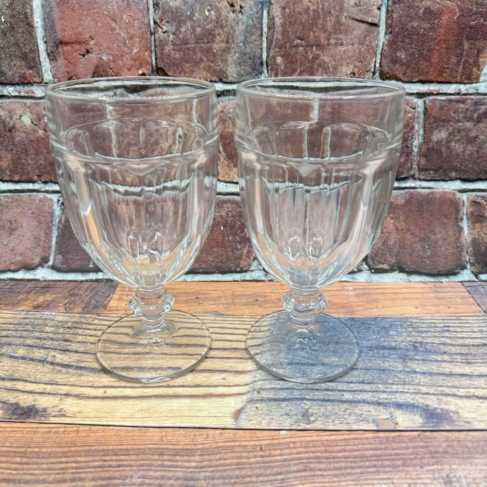 2 Libbey Duratuff Gibraltar Iced Tea Goblets 7" Clear 16 Oz  Vintage 1980s